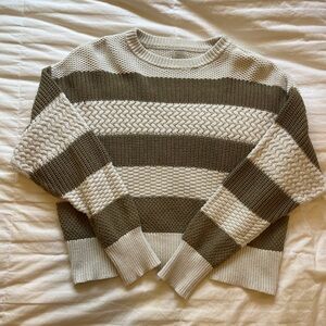 a new day Striped Crew Neck Sweater - Cream and Brown